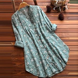 ANNA-KACI long shelves button down shirt